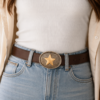 cinturón de cuero hebilla estrella intercambiable estrella ovalada | kenka